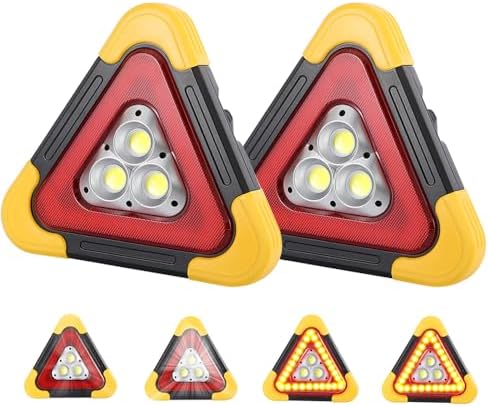 2Pcs LED Emergency Triangle Solar Charging Safety Triangle 5 Mode by Unknown