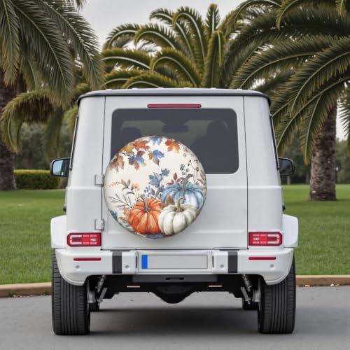 Fall Blue Orange Pumpkin Spare Tire Cover Maple Leaves Autumn Decoration Wheel - Image 6