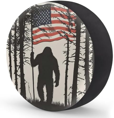 Rv Spare Tire Cover Wheel Bigfoot Forest Flag Tire Covers Wheel Protectors - Image 2