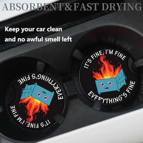 2 Pack Car Coasters for Drinks Absorbent, 2 Pack Cup Holders, 2.75" Car - Image 2