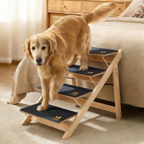 Luciphia Wooden 2-in-1 Dog Stairs, 4-Step Foldable Anti-Slip Pet Steps by luciphia