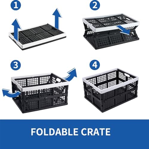 Aebeky 3-Pack Plastic Collapsible Storage Crates-30L, Foldable Plastic Crates - Image 4
