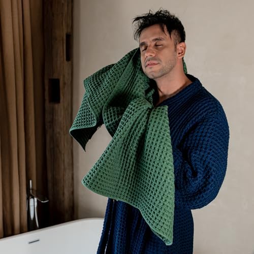 Luxury Organic Japanese Cotton Waffle Bath Towel | Thick, Quick Dry Bathroom - Image 4