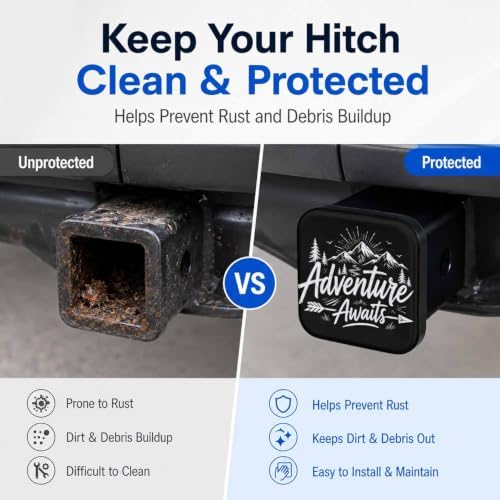 Adventure Awaits 2" Hitch Cover, Rubber Towing Hitch Covers Hitch Protector - Image 5