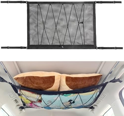 Car Ceiling Storage Net | Double Zipper, Adjustable Strap Prevent Falling by ZUOZE