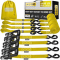 AUGO Heavy Duty Ratchet Straps & Soft Loops – Pack of 4 Extra Strong 1.5” by by AUGO
