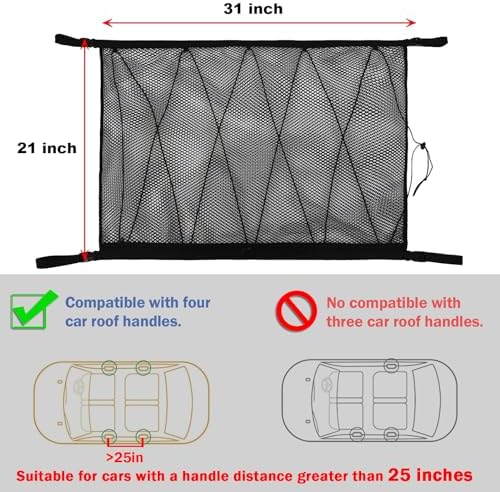 Car Ceiling Storage Net | Double Zipper, Adjustable Strap Prevent Falling - Image 5