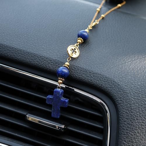 Lapis Lazuli Cross Car Hanging Ornament - Image 5