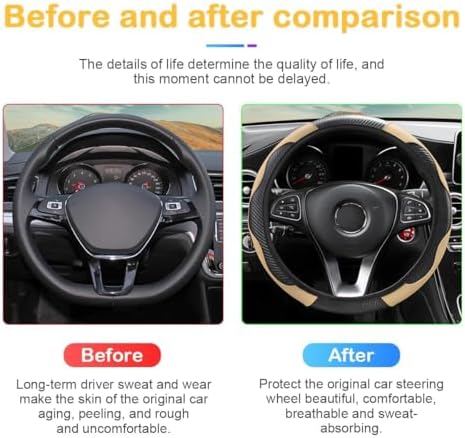 Osilly 15 Inch Carbon Fiber PU Leather Steering Wheel Cover - Image 3
