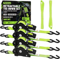Retractable Ratchet Straps, 1 Inch x 12 Feet, 760lb Break Strength, Self by Fortexus