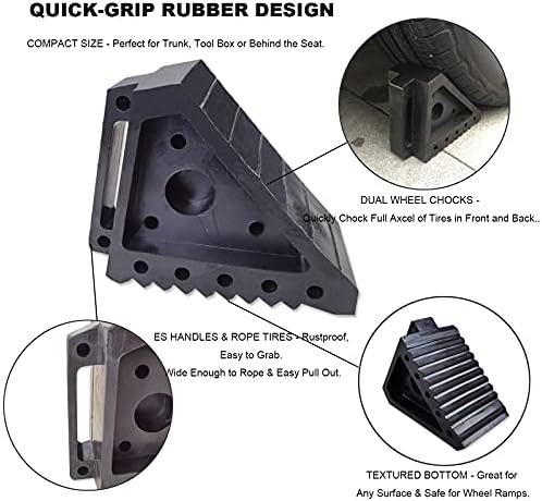 HOXWELL Solid Heavy Duty Rubber Wheel Chocks 2 Packs, Premium Chock - Image 4