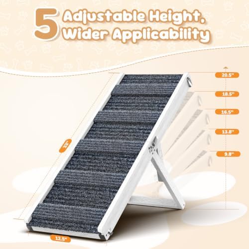 Pawaboo Dog Ramp for Couch Foldable, 5 Ajustable Height from 9.8" to 20.5" - Image 2