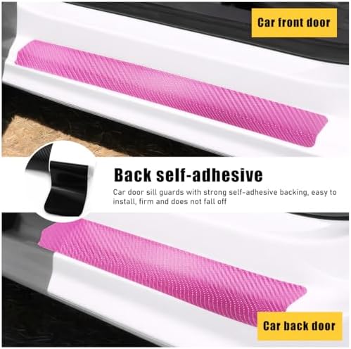 Ohleats 4 PCS Car Door Sill Protectors, Anti Scratch Carbon Fiber Auto - Image 3