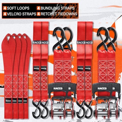 HACCOPLANET 1.6in Heavy Duty Ratchet Tie Down Straps 4PK - Image 4