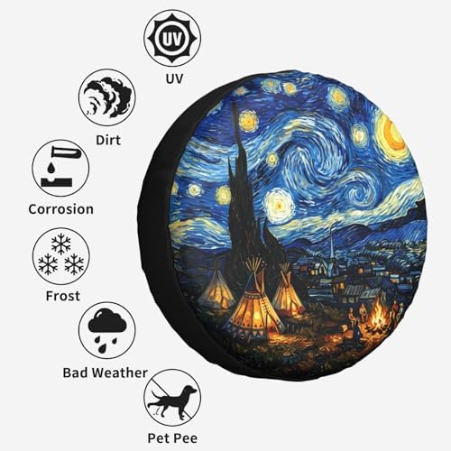 Starry Night Camping Spare Tire Cover SUV Trailer Truck RV 17 Inch - Image 6