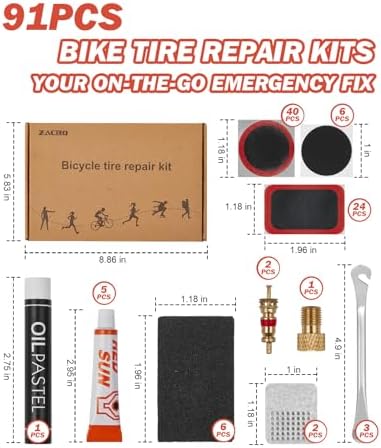 Zacro Bike Tire Repair Kit 91 PCS Vulcanizing Glue Stainless Tire Levers - Image 2