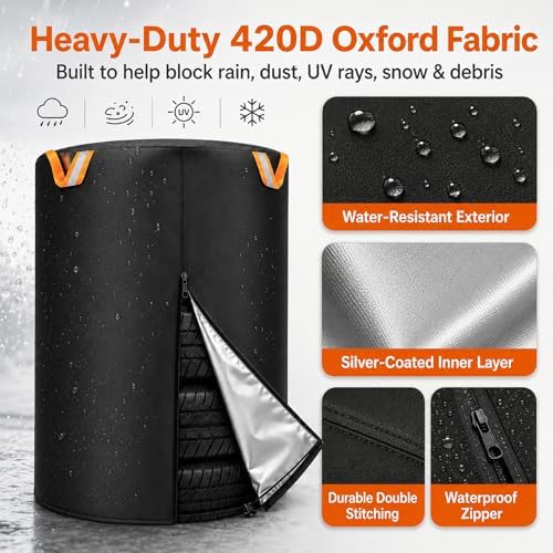 Tire Storage Cover for 4 Tires, Fits 32.5 in, 33 x 47 in, 420D Oxford Pads - Image 4