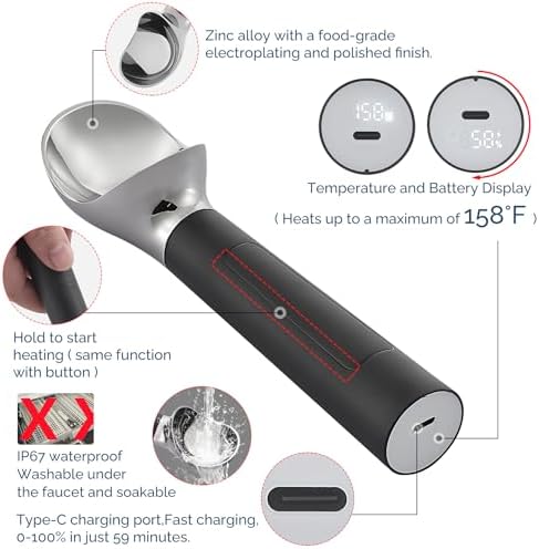 Heated Ice Cream Scoop Rechargeable, Electric Warming Ice Cream Scooper - Image 3