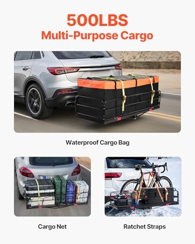 VEVOR 60" x 24" x 14", Hitch Cargo Carrier, 500 lbs Capacity Hitch Cargo Carrier - Image 2