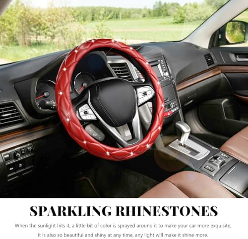 Bling Car Steering Wheel Cover, 15 Inch Diamond Leather Anti-Slip Auto Steering - Image 5