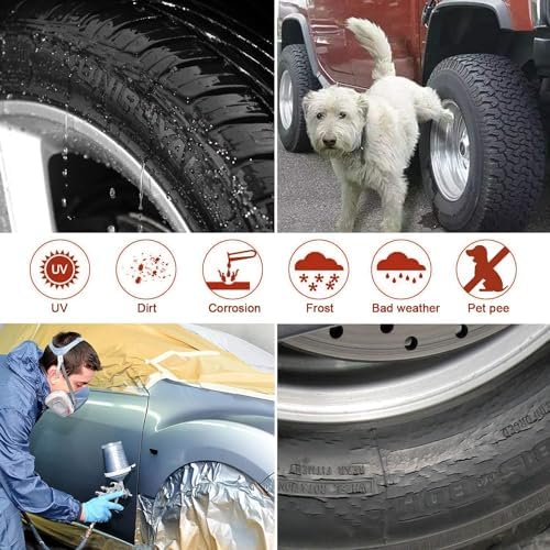 Set of 2Tire Covers, Waterproof Aluminum Film Tire Sun Protectors, Weatherproof - Image 3
