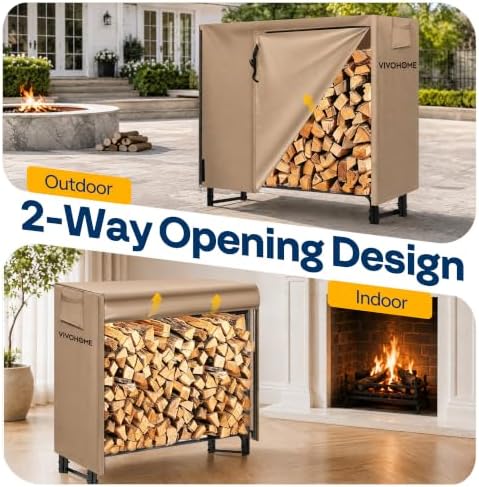 VIVOHOME 4ft Waterproof Outdoor Firewood Log Rack Cover - Image 6