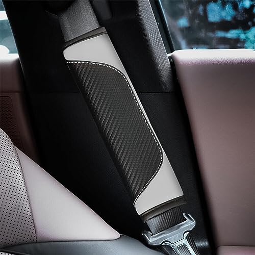 AUCELI 2PCS Carbon Fiber Car Seat Belt Cover, Breathable Leather - Image 5