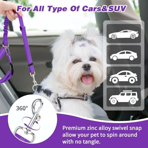 BWOGUE Dog Seat Belt for Car, Headrest Restraint Reflective Bungee, 1 Pack - Image 6
