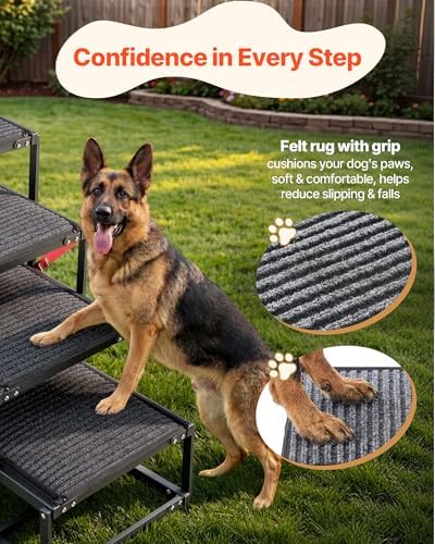 VEVOR Dog Stairs for Car, 4 Steps Extra Wide Foldable Dog Ramp for Large Dogs - Image 4