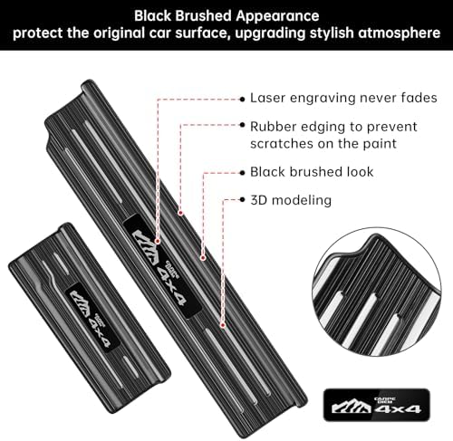 4PCS Door Sill Guards for Jeep Wrangler 2018-2025 2026 JL JLU & 2020-2026 - Image 4