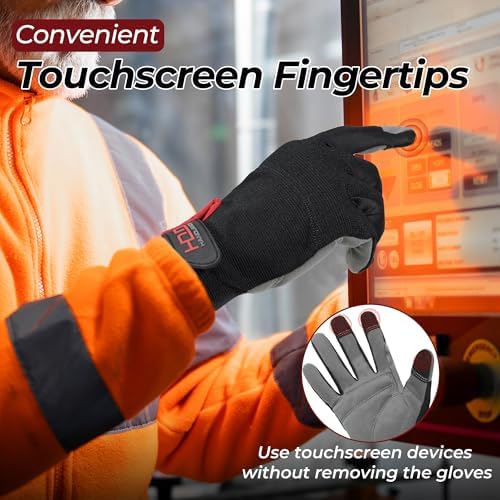 HANDLANDY Work Gloves for Men & Women, Utility Mechanic Working Gloves Touch - Image 4