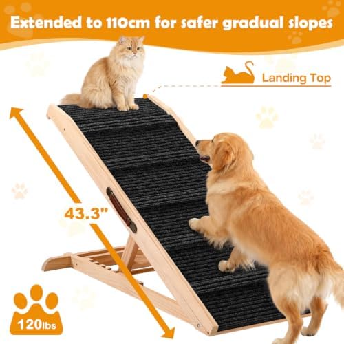 43" Foldable Dog Ramp 6-Level Adjustable Non-Slip - Image 2