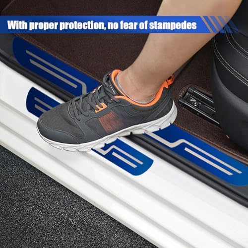 Craedli 4PCS Car Door Sill Protector Sticker, Stainless Steel Auto Door Edge - Image 4