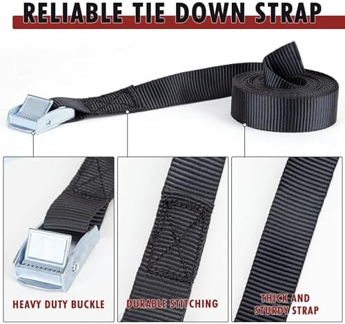 Cartman 1" x 12 ft Lashing Straps, 6 Pack, 600 lb Break Strength - Image 2