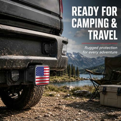 Trailer Hitch Covers American Flag Red, Heavy Duty 2 Inch Hitch Cover - Image 4