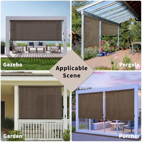 SMONTER Outdoor Sunshade Roller Shade 4'W x 8'H, Exterior Cordless Roll Up - Image 6