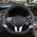 15 inch Cute Leather D Shape Steering Wheel Cover Black by Binsheo