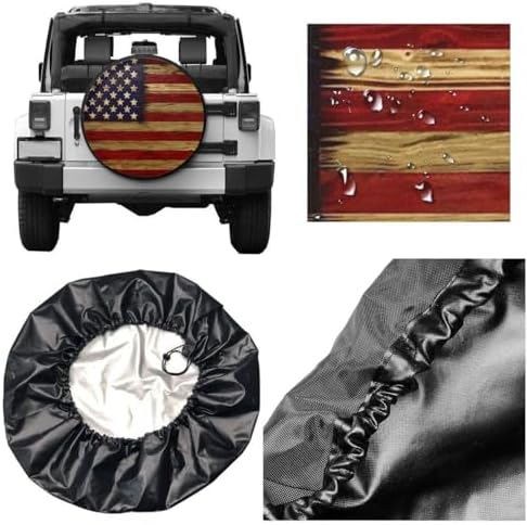 Tire Cover American Flag Potable Universal Spare Wheel Tire Cover 14" - Image 5