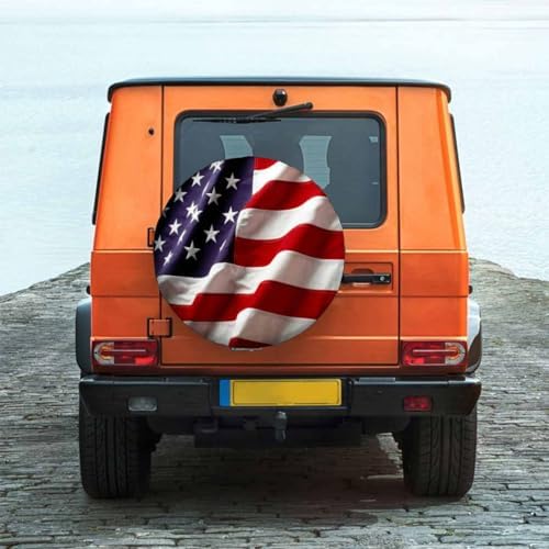 American Flag Waving in The Wind Spare Tire Cover - Image 2