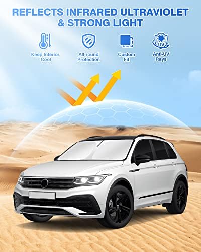 Canvcle Windshield Sun Shade for 2018-2023 Volkswagen VW Tiguan Side Rear - Image 2