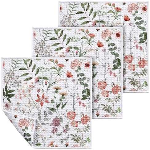 Miss Adola Double-Sided 3 Pack Dish Cloths, Floral Whispers by MissAdola