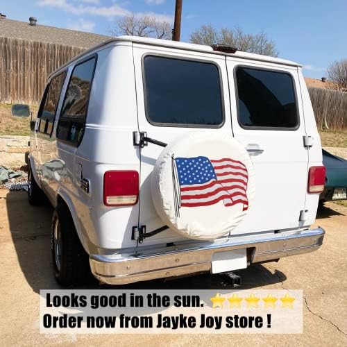 American Flag White Spare Tire Cover - Image 5