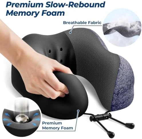 ExploreBliss Travel Pillow, Neck Pillow Airplane, Mottled Blue - Image 3