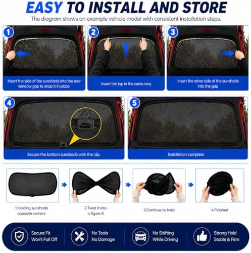Rear Window Shade for Toyota RAV4 2019-2024 Breathable Mesh Sunshade - Image 6