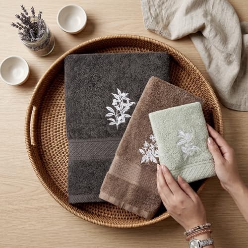Peryiter 3 Pack Boho Botanical Decorative Bath Towel Set - Image 4