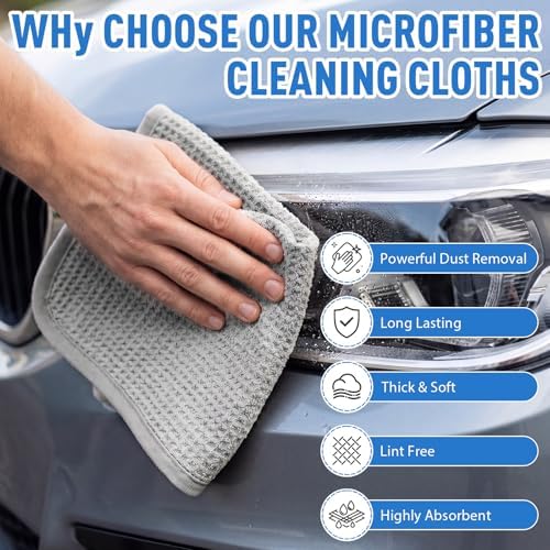 Shimeyao 20 Pcs Premium Waffle Weave Cleaning Cloths 16"x16" Reusable Absorbent - Image 3