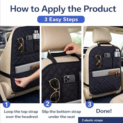 SAVUK 2 Pack Car Back Seat Cover 3 Pocket + 1 XLarge Pocket Organizer Protector - Image 3
