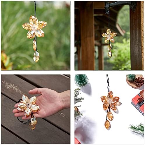 Crystal Flower Rear View Mirror Pendant, Car Hanging Ornament, Lucky Accessory - Image 4