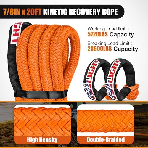Nilight Kinetic Recovery Tow Rope 7/8" x 20ft - Image 3