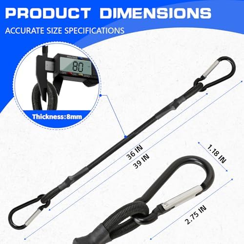 Bungee Cords with Carabiner, 36 inch Bungee Cords Heavy Duty Outdoor, 1/3 Inch - Image 2